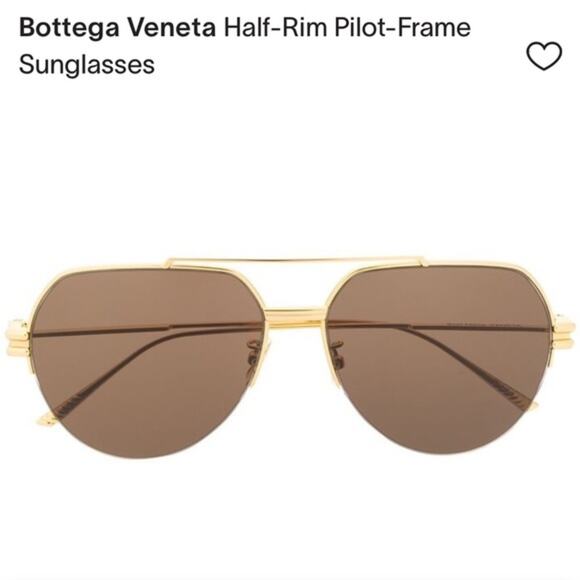 Bottega Venetta Half Rim Pilot Sunglasses